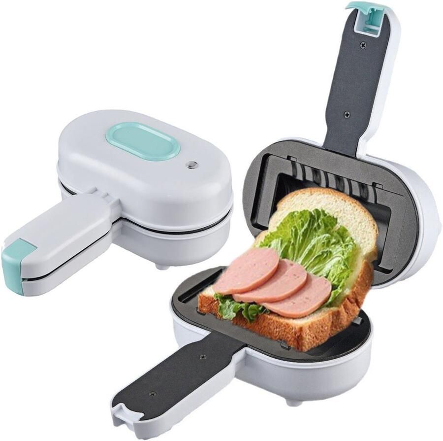 Handige ontbijtbereider – tosti apparaat Compacte sandwichmaker – Broodbakker – Paninipers – Broodrooster – Hotdogmaker