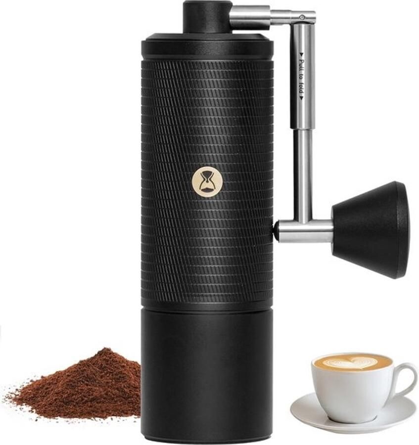 Handkoffiemolen Espresso Molen Verse Koffie 50 Maalniveaus 30 Gram Zwart