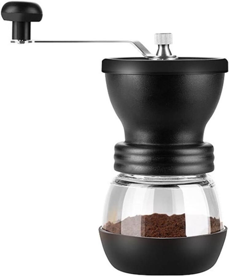 Handkoffiemolen Handmatige molen Koffie malen Keramische bramen 18.5 cm hoog Zwart