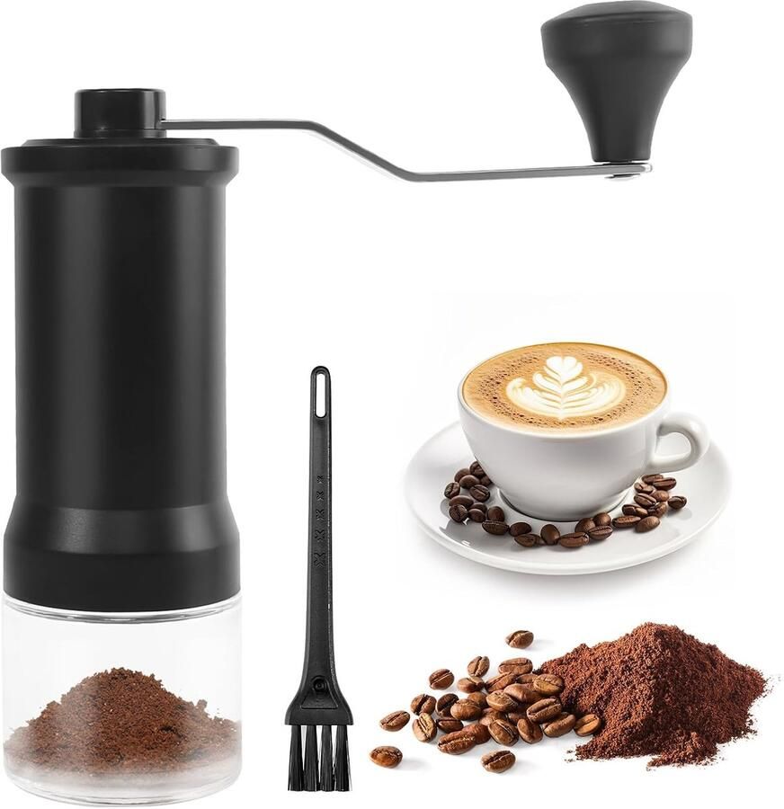 Handkoffiemolen Koffiemolen handmatig Verse koffie malen Verstelbaar keramisch maalwerk 369 Gram Zwart