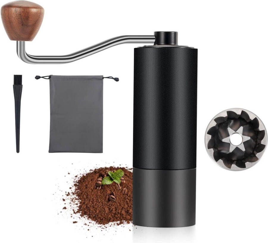 Handleiding Travel Coffee Bean Grinder Conische Burr Koffiemolen van Roestvrij Staal Handmatig Verstelbare Instelling Draagbare Molen voor Espresso 20g Capaciteit