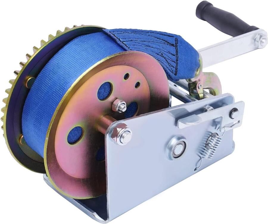 Handlier lier met blauwe kabel bergingslier bootlier handlier voor werkplaats garage aanhanger boot (3500 lb marine lier (bandband: 10 mx50mm))