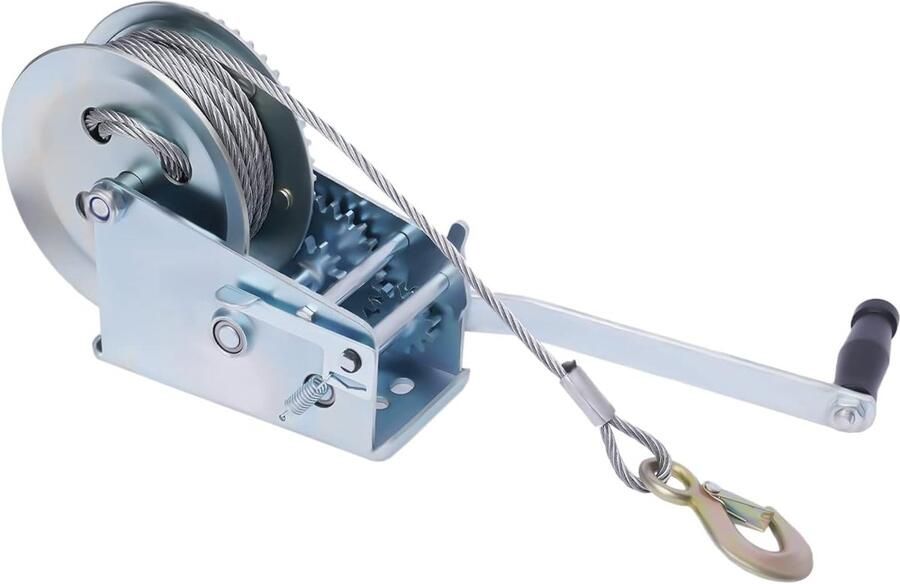 Handlier met 10 m draadkabel bootlier met trekkracht tot 1588 kg kabellier handlier voor auto's aanhangers en caravans
