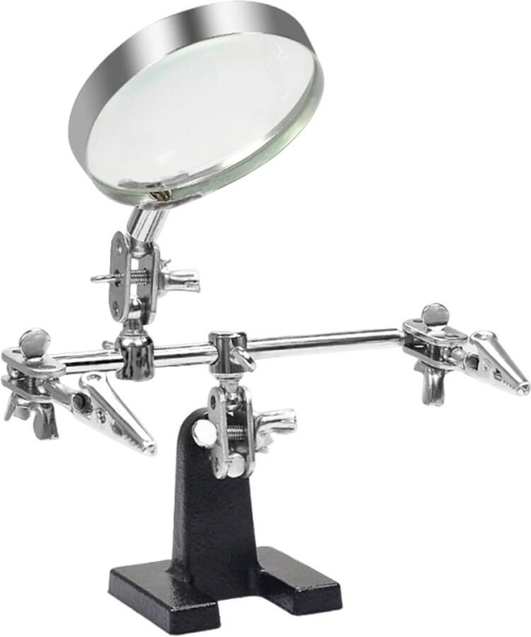 Handloep Loeplamp met Derde Hand Vergroothouder Twee Instelbare en Draaibare Krokodillenklemmen Voor Sieraden Reparatie Modelleren Hobby's en Kunsthandwerk