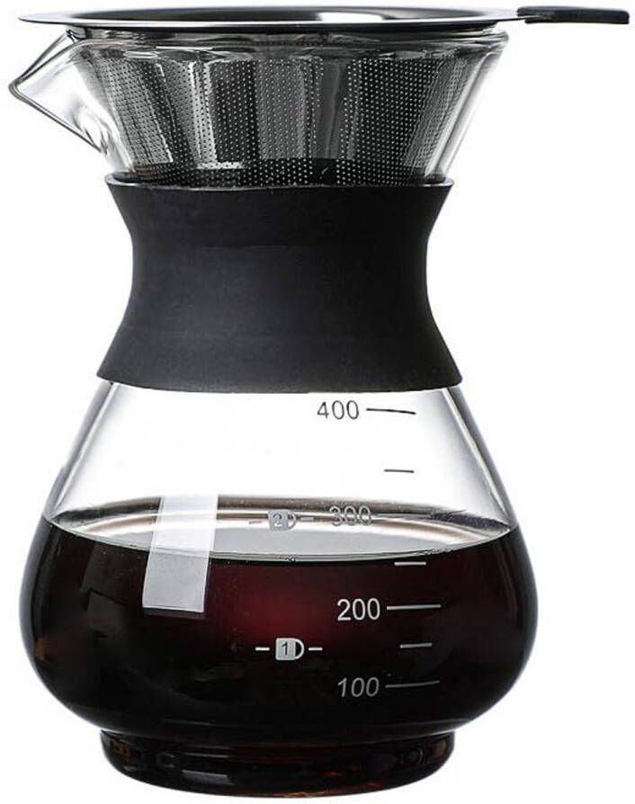 Handmatig 400 ml Pour Over Koffiezetapparaat met Roestvrijstalen Filter