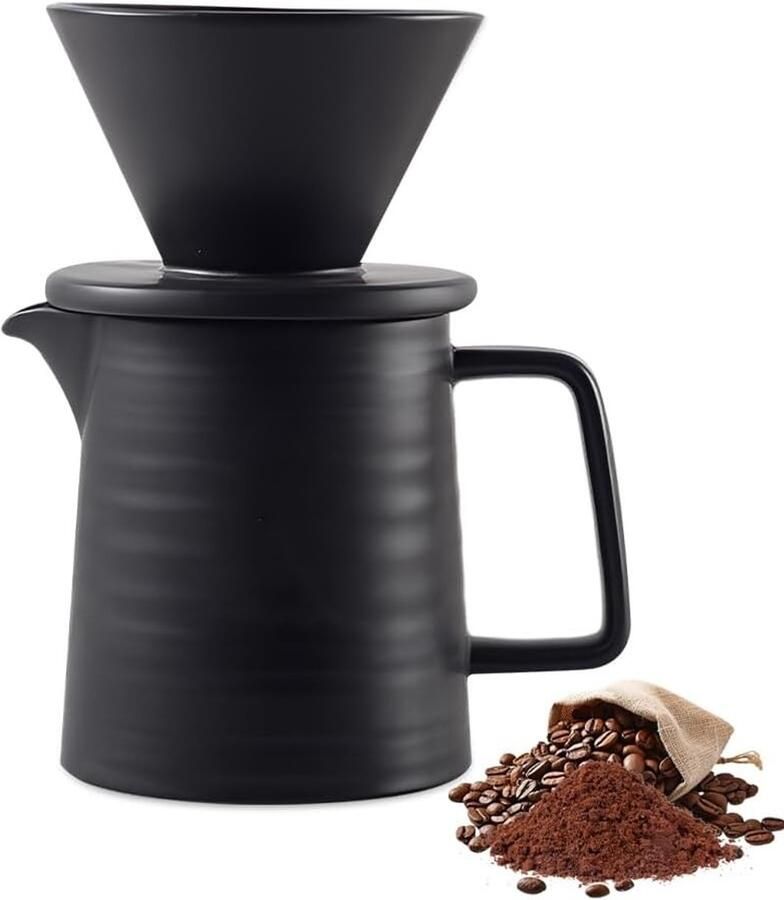 Handmatig filterkoffiezetapparaat Zwart 500 ml Herbruikbaar Keramisch Koffiefilter Voor Thuis en Kantoor
