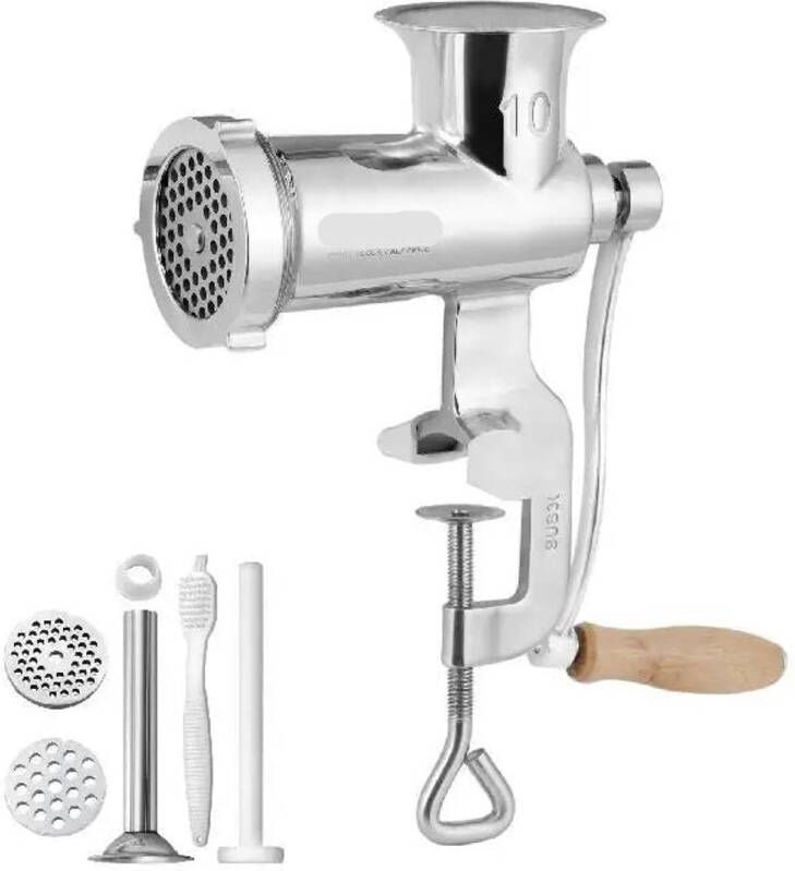 Handmatig Gehaktmolen Voor alle soorten Vlees Vleesmolens worstenmaker Keukenmolenmachine Vleesmolen 304 Roestvrij Staal Zilver