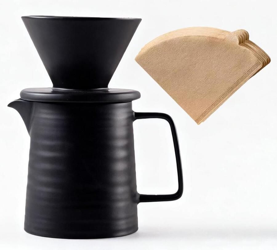 Handmatig Keramisch Koffiezetapparaat Schuimkan en Druppelaar voor 1-2 Kopjes