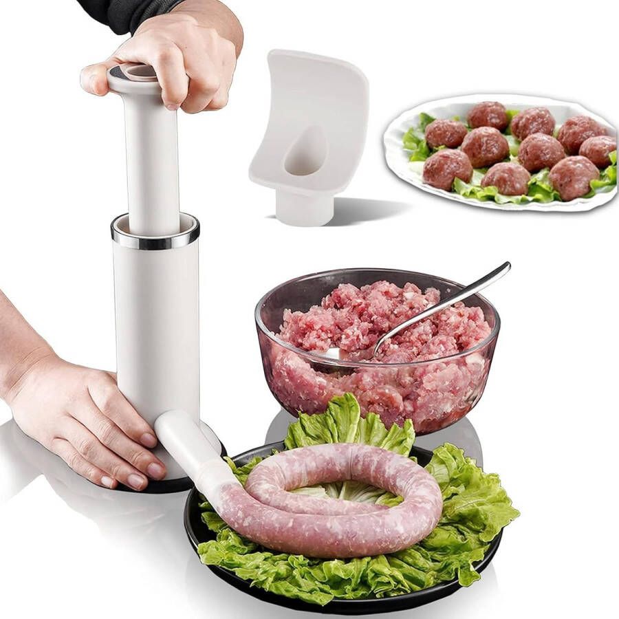 2-in-1 Handmatige Worstvullingsmachine voor Gehaktballen en Worsten Multifunctionele Keuken Gadget