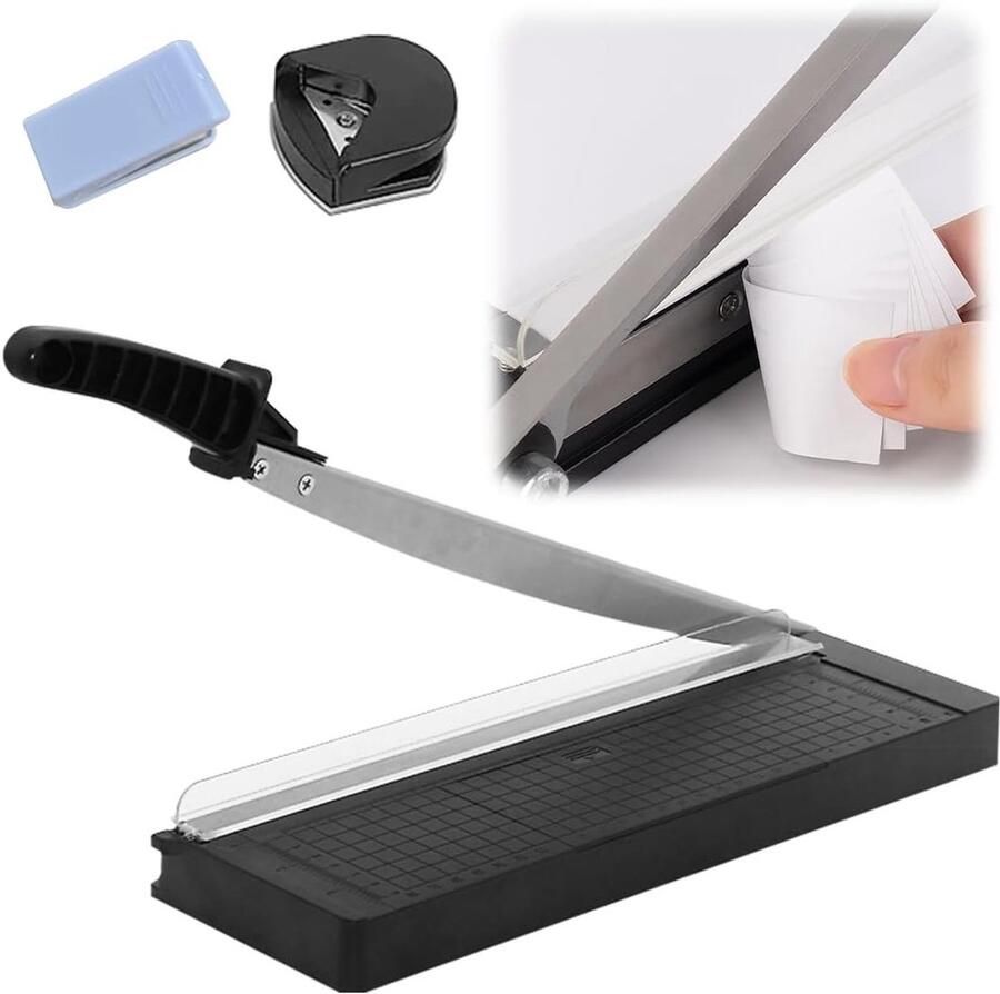 Handmatige A4 Papier Snijmachine 3-in-1 met Hoekafwerking Snijd Capaciteit tot 8 Vellen Ideaal voor Labels Foto's en Kaarten