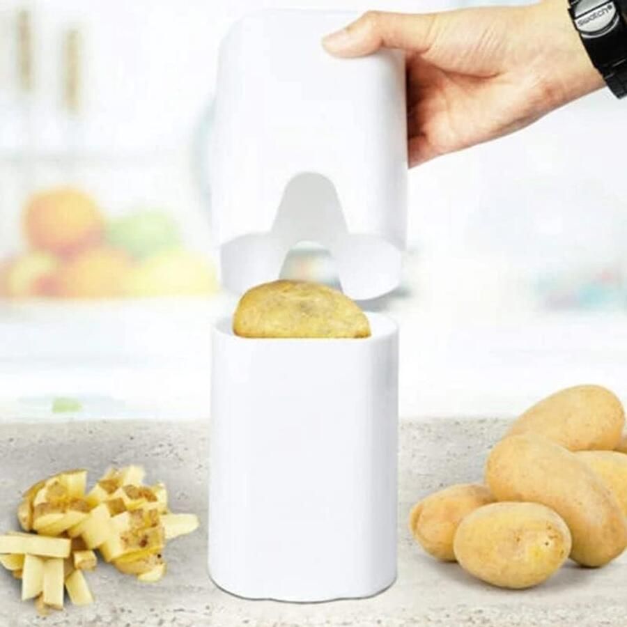 Handmatige aardappelsnijder professionele aardappelsnijder groenten met snijroosters zwart kunststof en roestvrij staal