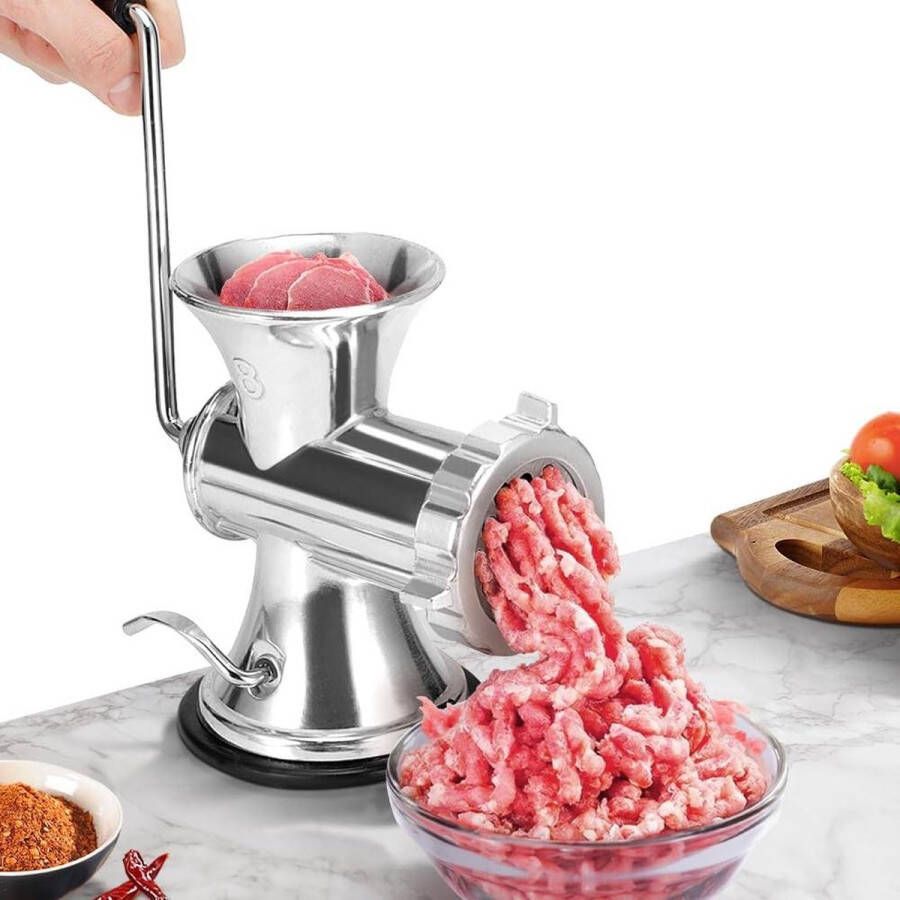 Handmatige aluminiumlegering vleesmolen worstvulapparaat en groenteversnipperaar varkensvlees en rundvlees vis en peper paddenstoelen Gehaktmolen