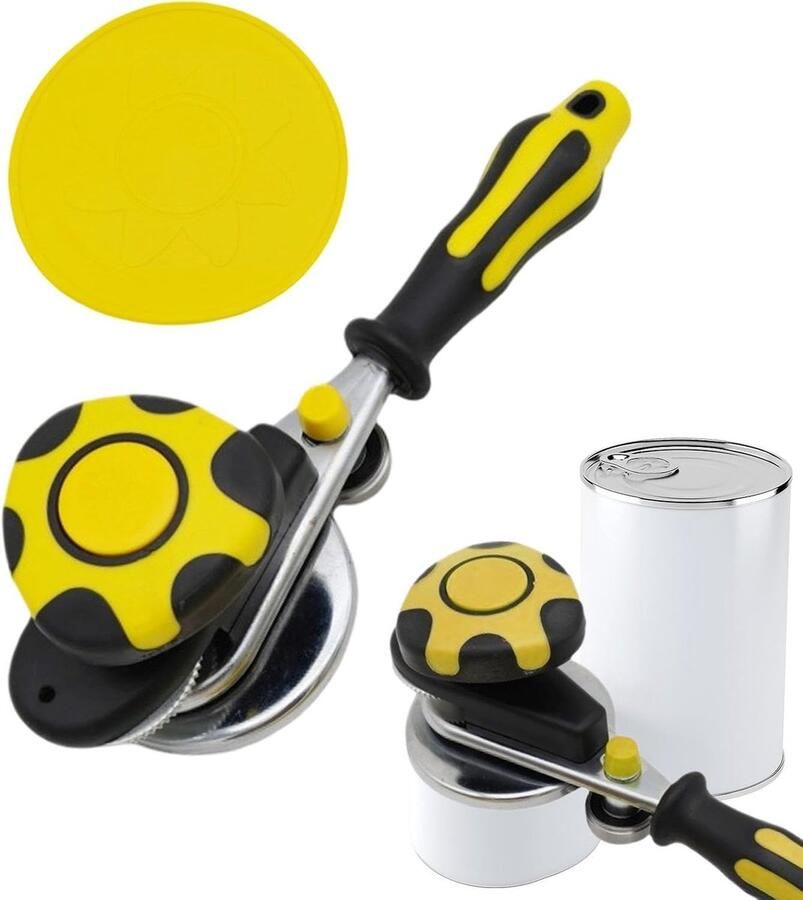 Handmatige Blikverzegelaar Potten Dichter Voedsel Conserveren Ergonomische Handgreep 24.5 x 8.7 cm Geel