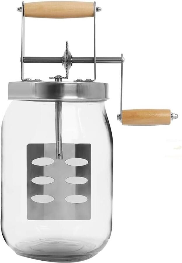 Handmatige Boter Maken Keukenapparaat Thuisbereiding Glazen Preserveerpot 1.5 Liter Capaciteit Zilver Transparant