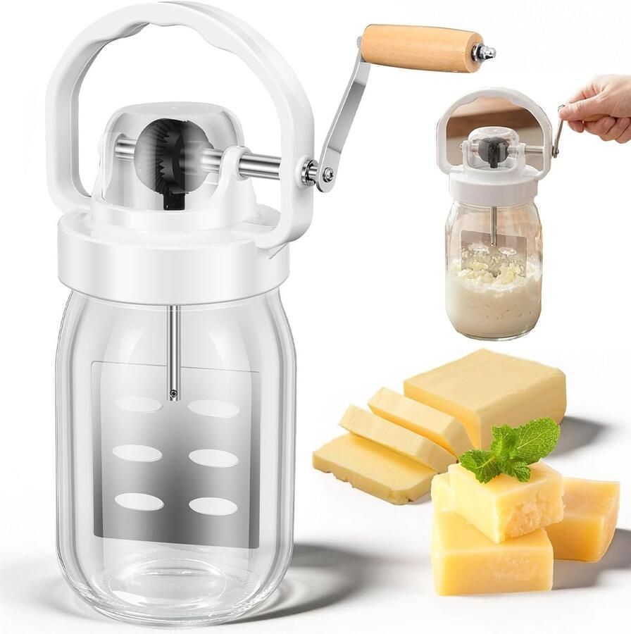 Handmatige Boterkarner Keuken Gereedschap Zelf Boter Maken Glazen Pot 15 Liter Transparant