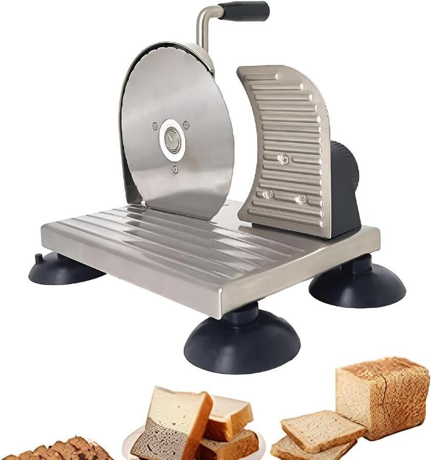 Handmatige Broodsnijder Brood Slicer Gelijkmatige Plakjes Verstelbare Dikte 32 cm Zilver