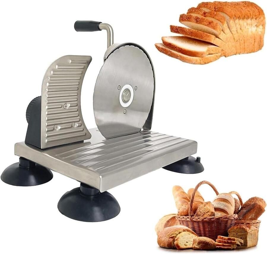 Handmatige Broodsnijmachine Brood Snijder Gelijkmatig Brood Snijden Verstelbare Dikte 0-15mm 330x175x240mm Zilver