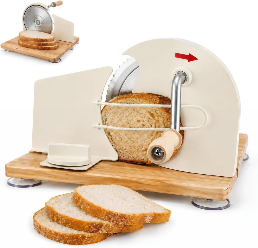 Handmatige broodsnijmachine met handslinger antislip zuignappen ShopVlot