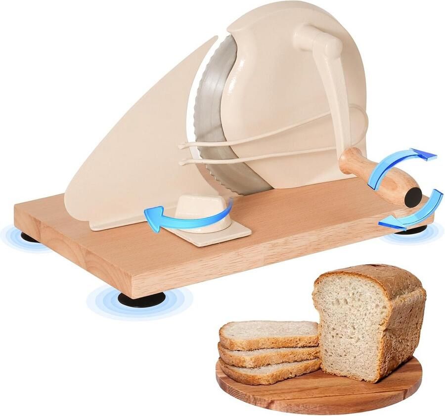 Handmatige Broodsnijmachine voor Zelfgemaakt Brood Instelbare Dikte en Klassiek Ontwerp