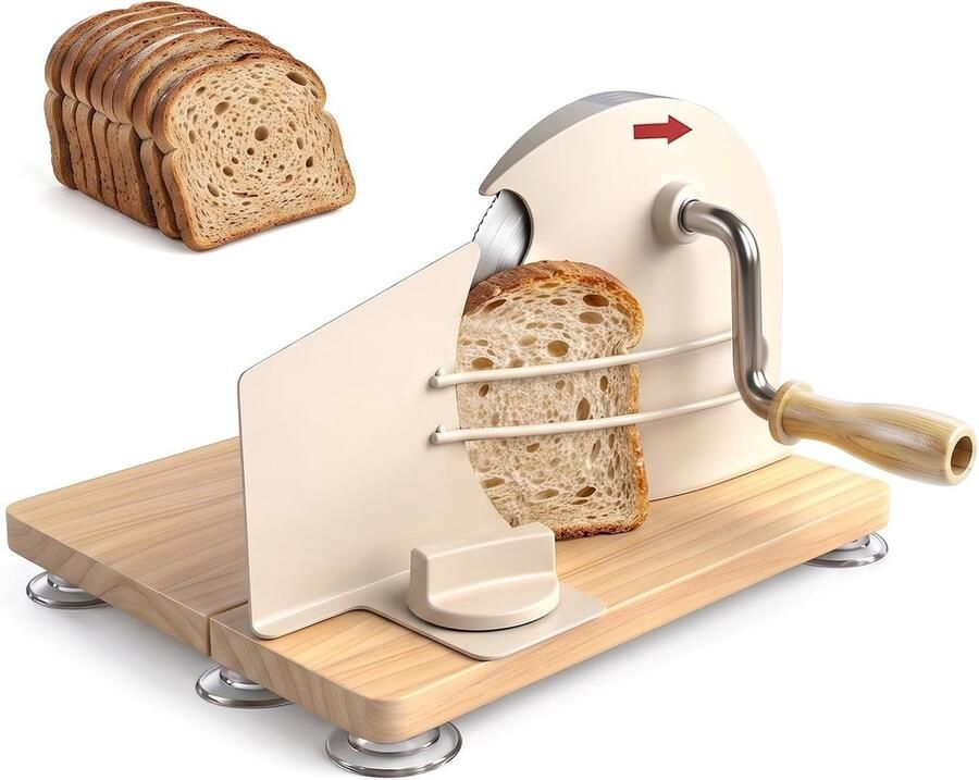 Handmatige Broodsnijmachine Zilver Inklapbaar Roestvrijstalen Lemmet Voor Zuurdesem Roggebrood Toast en Baguette