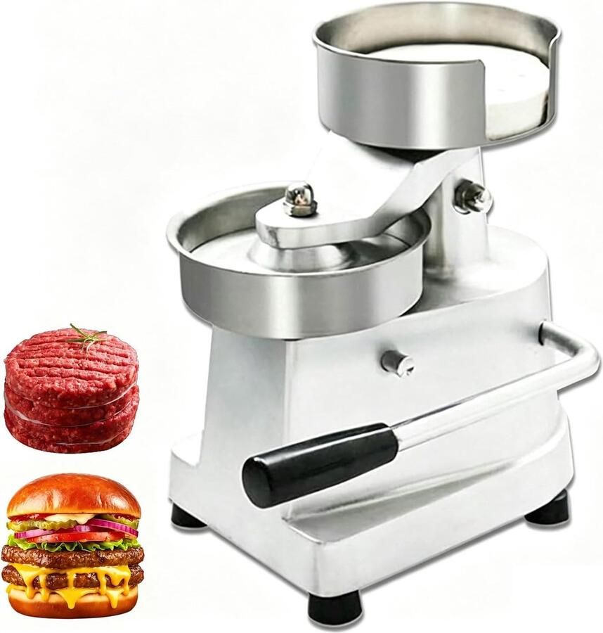 Burger Patty Maker Hamburgervormer Pasteitjes Maken Handmatige Bediening 180 Patties uur Zilver