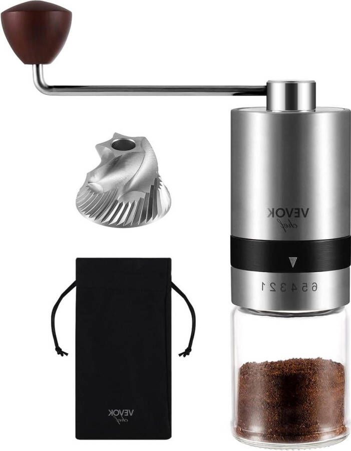 Handmatige Burr Koffiemolen 6 Grofheid Instellingen CNC RVS Burr Mill Capaciteit 30g Draagbare Hand Koffiemolen