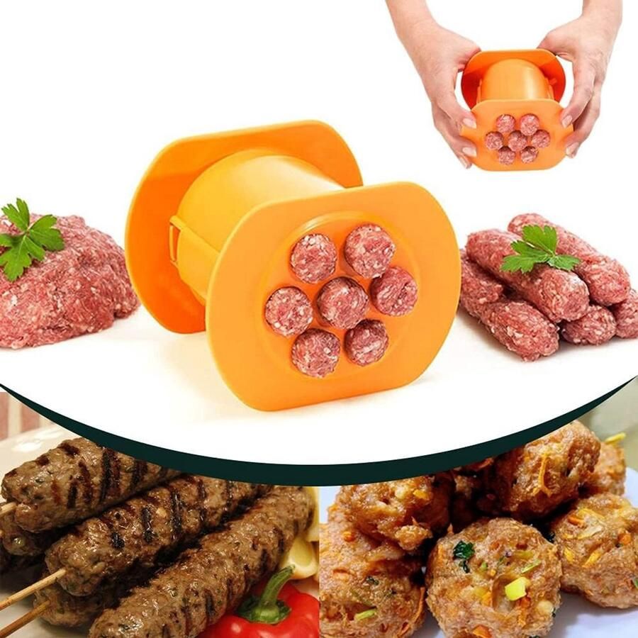 Handmatige Cevapcici Maker met 7 Hulzen voor Zelfgemaakte Worstjes en Gehaktballen