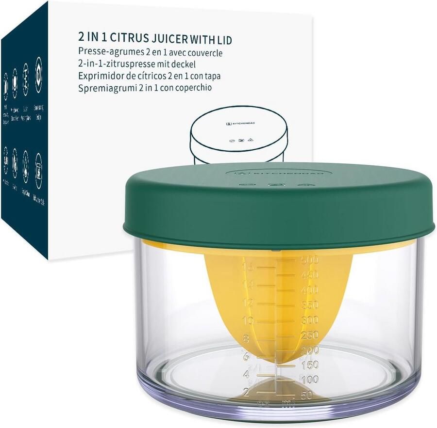 Handmatige citruspers 2-in-1 met deksel en maatbeker 16 oz