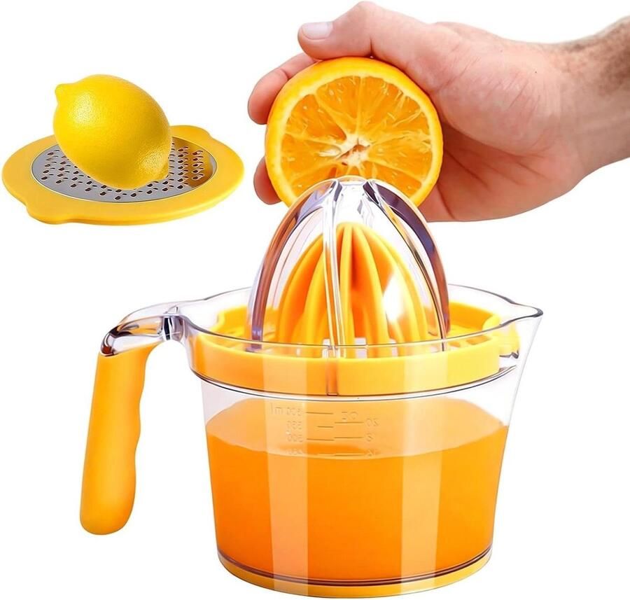 Handmatige Citruspers Citroenpers Sapcentrifuge Vers Sap Maken Verbeterde Stabiliteit 600 ml beker Geel