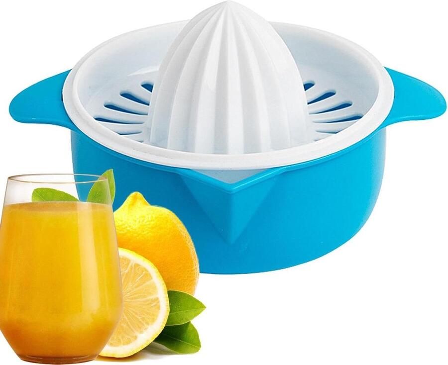 Handmatige Citruspers Keuken Accessoire Sap Extraheren Met Geïntegreerde Zeef 15.5 x 8.5 cm Blauw