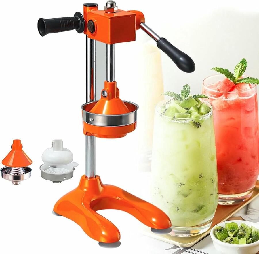 Handmatige Citruspers Sapcentrifuge Keuken Vers Sap Maken Stabiele Gietijzeren Basis 18x23x45 cm Oranje