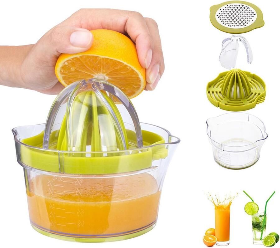 Handmatige Citruspers Sapcentrifuge Keuken Verse Sappen Maken 4-in-1 Multifunctioneel 400 ml Transparant