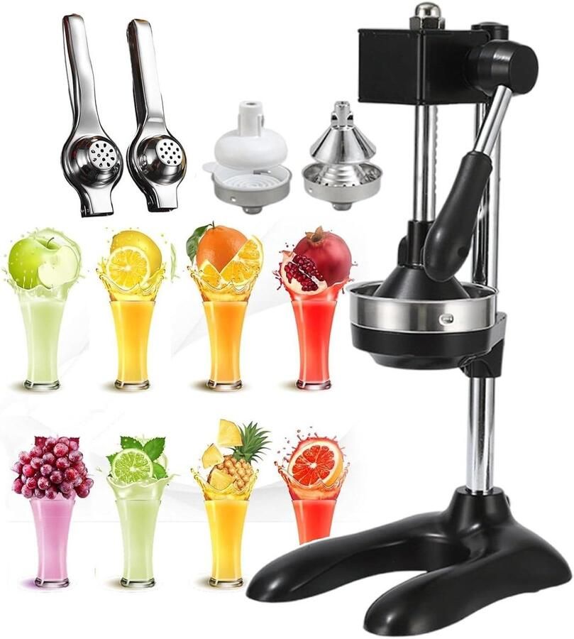 Handmatige Citruspers Sapcentrifuge Vers Sap Maken Snelle Sap Extractie 18x23x45 cm Zwart Zilver