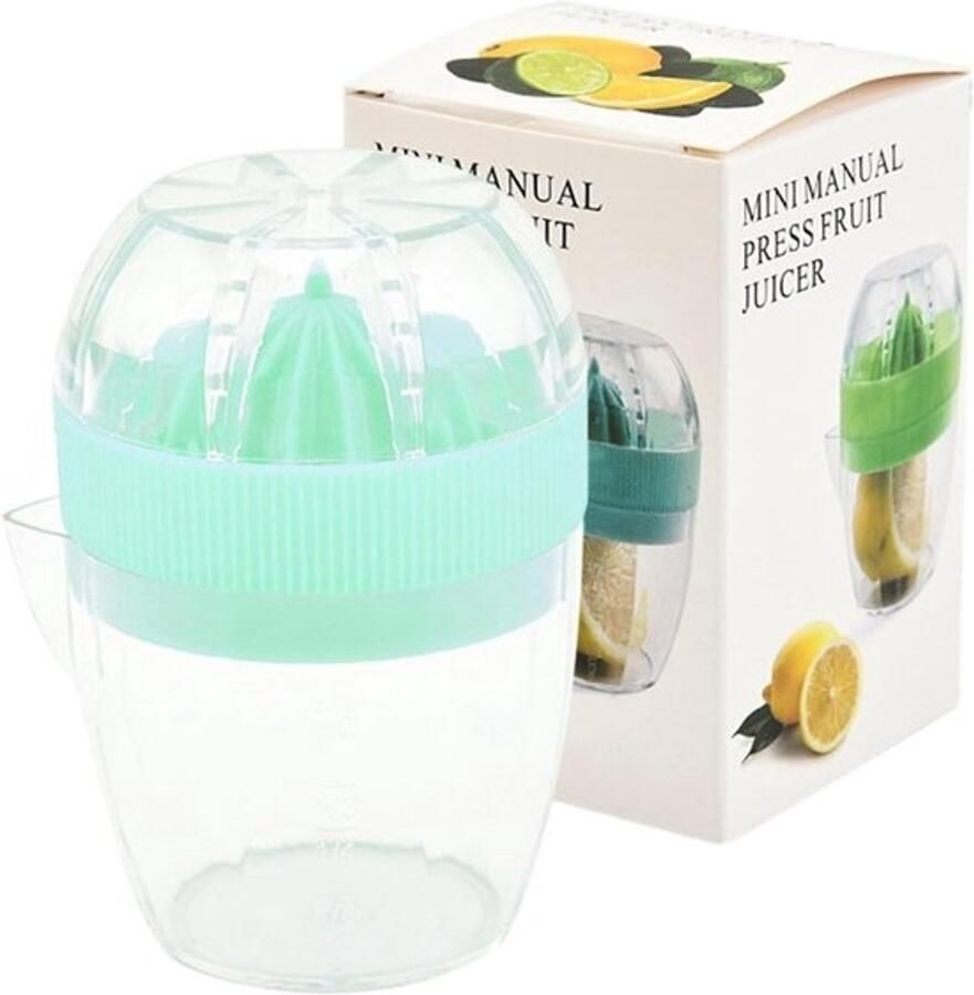 Handmatige Citruspers Sapcentrifuge Verse Sapjes Maken Transparante Controle Beker 10 x 7 x 7 cm Groen