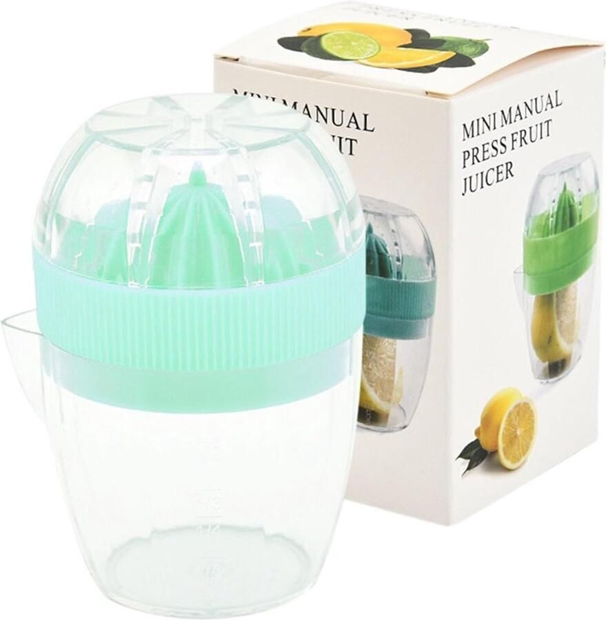 Handmatige Citruspers Sapcentrifuge Verse Sapjes Maken Transparante Controle Beker 10 x 7 x 7 cm Groen