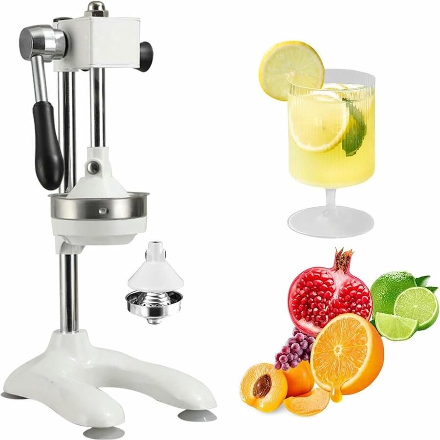 Handmatige Citruspers Sinaasappel Citroen Pers Vers Sap Maken Turbo Extractie Mechanisme 18x23x45cm Wit