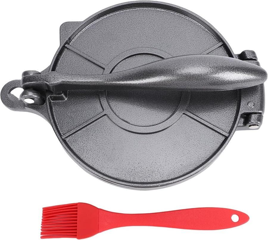 Handmatige Deegpers Tortilla Maker Thuis Bakken Robuuste Aluminium Legering 22 x 16 cm Zwart