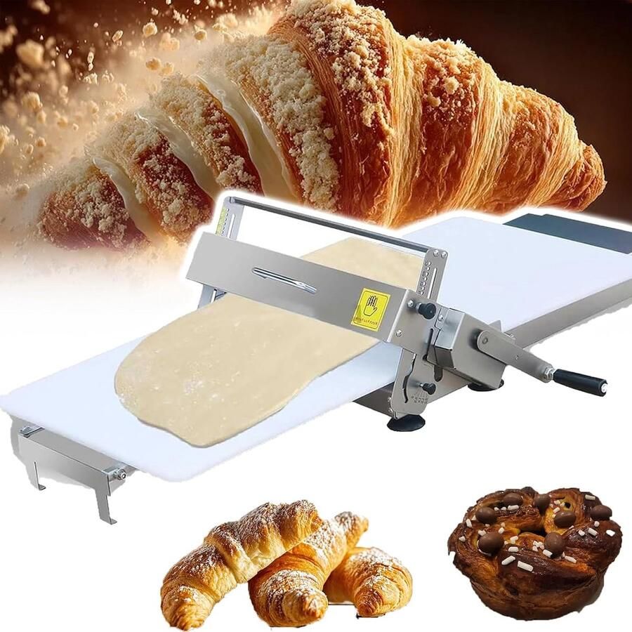 Handmatige Deegrol Bakkerij Machine Gebak Maken Instelbare Dikte Tot 25mm Zilver