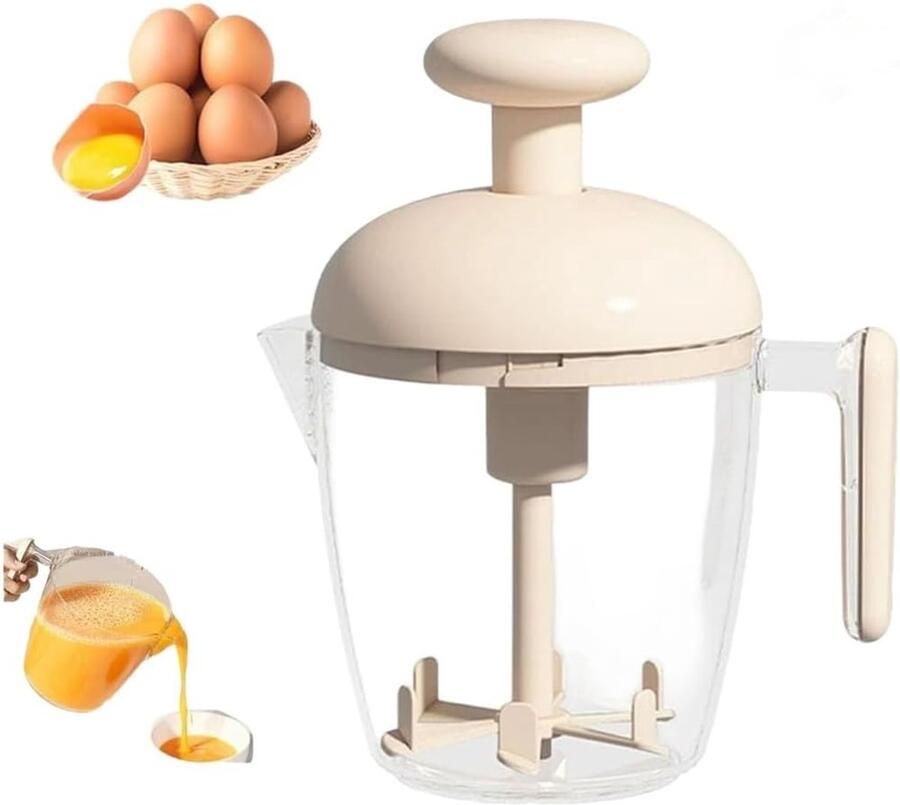 Handmatige Eierklopper Keuken Mixer Beslag Mengen Roterende Crank 20 x 15 cm Wit