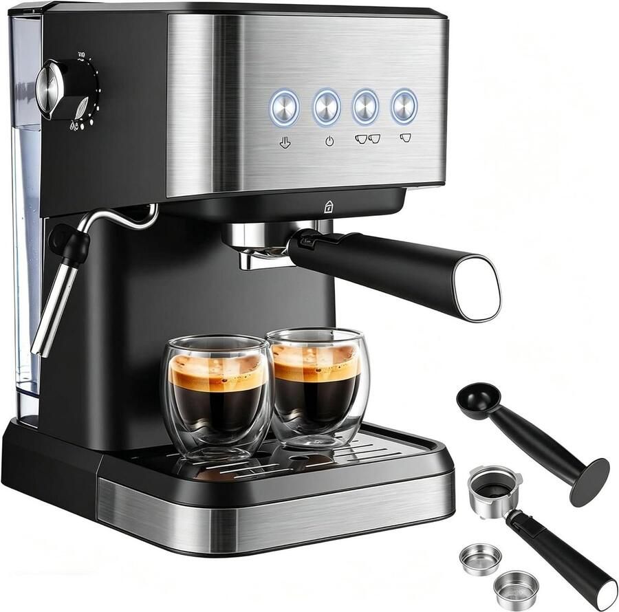 Handmatige Espressomachine Koffiezetapparaat Cappuccino Latte Maken 20 Bar Hogedruk 15 Liter Tank Roestvrijstaal