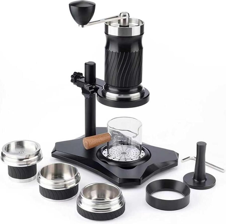 Handmatige Espressomachine Koffiezetapparaat Zwengel Espresso Zetten Draagbaar Reisontwerp 100 ml Zilver