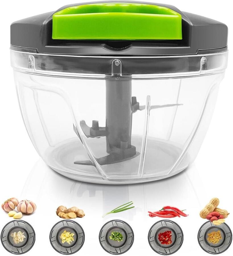 Handmatige Groentehakker Keuken Snijder Babyvoeding Maken 3 RVS Bladen 520 ml Wit