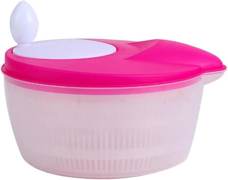 Handmatige groenteslinger Saladecentrifuge Keukenhulp Salades Maken Dubbellaags Ontwerp 27x21cm Roze