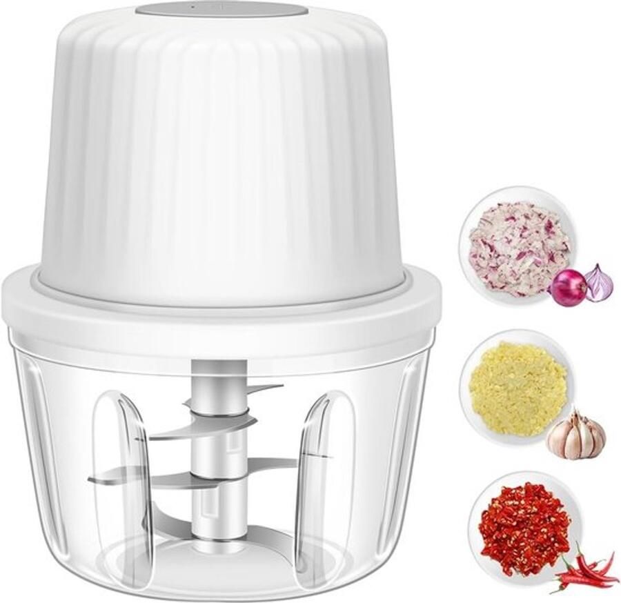 Handmatige groentesnijder met trekkoord – Uienhakker – Voedselhakker – Vleesmolen – Handmatige hakmolen met trekkoord – Blender – Knoflookhakker – Keukenaccessoire (hakmolen voor vlees groente en garnalen & knoflookpers) – Rood