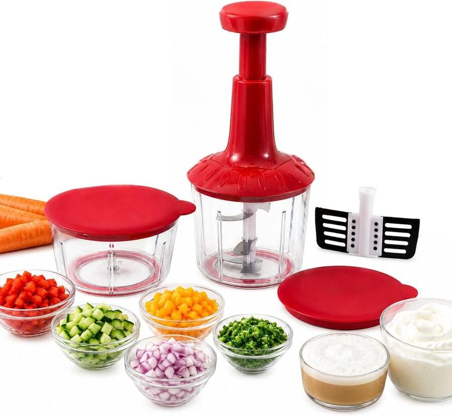 Handmatige hakmolen met 5 messen 2 containers blender nuttig en praktisch