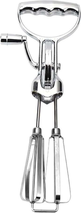 Handmatige Handmixer Eierklopper Garde Beslag Mixen Dubbele Roterende Klopper 31 cm Zilver
