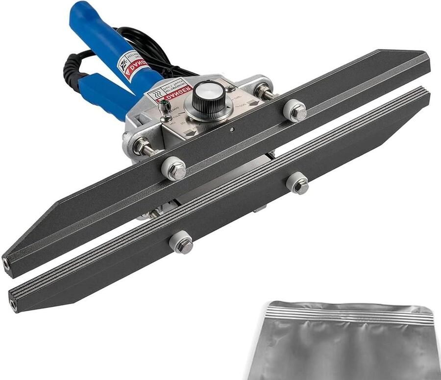Handmatige Heat Sealer Krimptang Verpakker Zakken Luchtdicht Sluiten Instelbare Temperatuur 200mm Seal Breedte Grijs