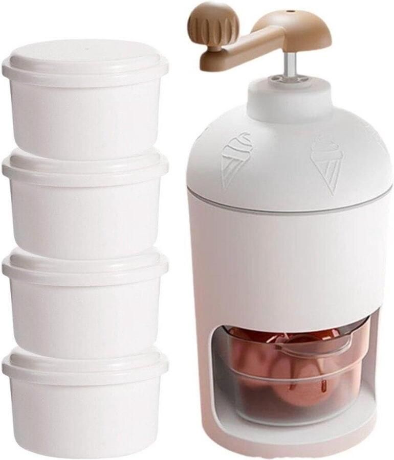 Handmatige IJsmachine IJs Crusher Zomerse Drankjes Maken Roestvrijstalen Bladen 14 x 14 x 24 cm Wit