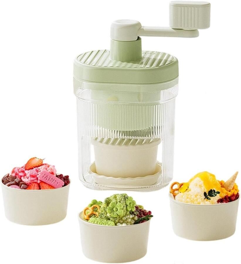 Handmatige IJsmachine Sneeuwijs Maker Desserts Maken Roestvrijstalen Snijders 470 g Geel