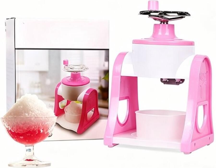 Handmatige ijsschaafmachine Ice Crusher Handmatige roterende slush BPA-vrij Handmatige ijsmachine voor thuisgebruik ijscrusher Zomer geschikt voor het maken van geschoren ijs en ijsdranken roze